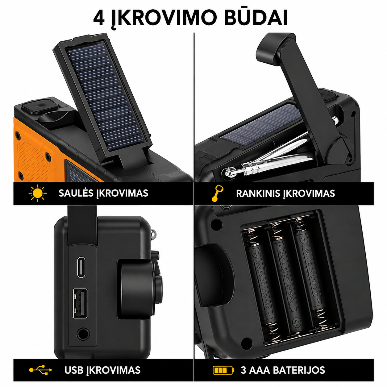 Rankinė Saulės ir Dinamo Radija su Powerbank Funkcija - nuotrauka 3