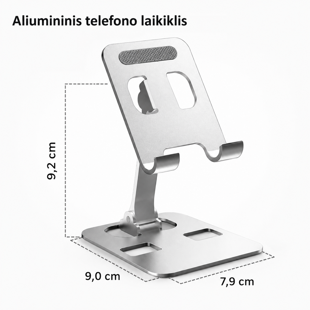 Aliumininis telefono laikiklis ant stalo