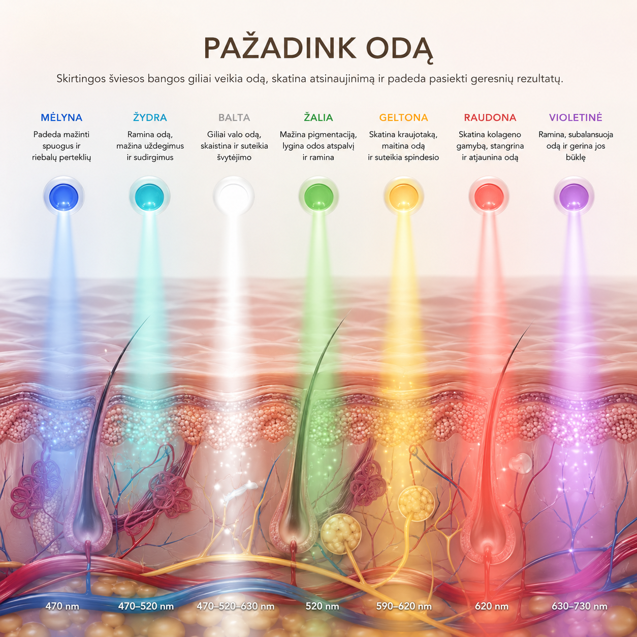 LED šviesos terapijos veido kaukė