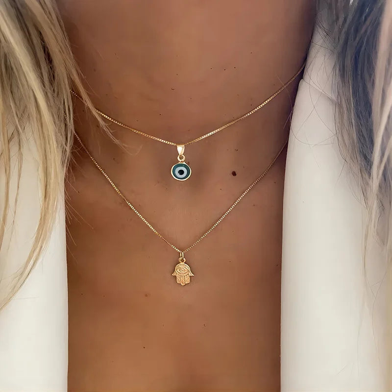 Turkiško stiliaus „Evil Eye“ kaklo grandinėlė moterims – elegantiškas apsaugos simbolis kasdienai