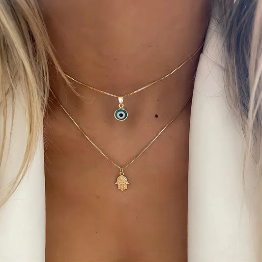 Turkiško stiliaus „Evil Eye“ kaklo grandinėlė moterims – elegantiškas apsaugos simbolis kasdienai