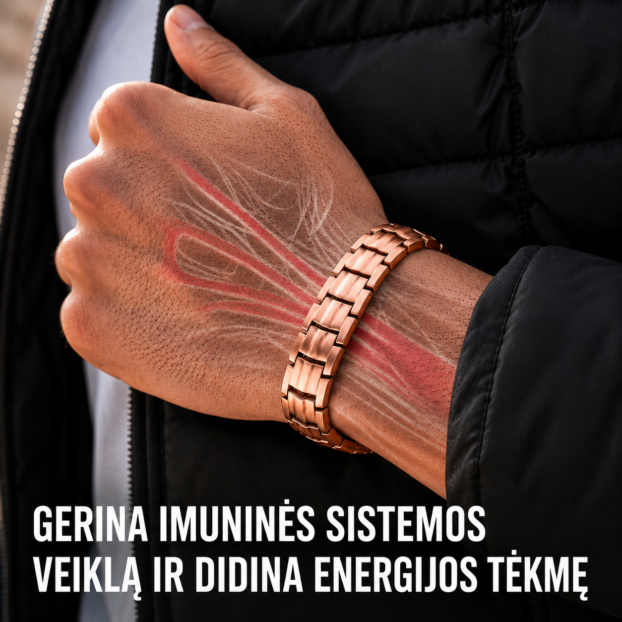 Vyriška magnetinė varinė apyrankė