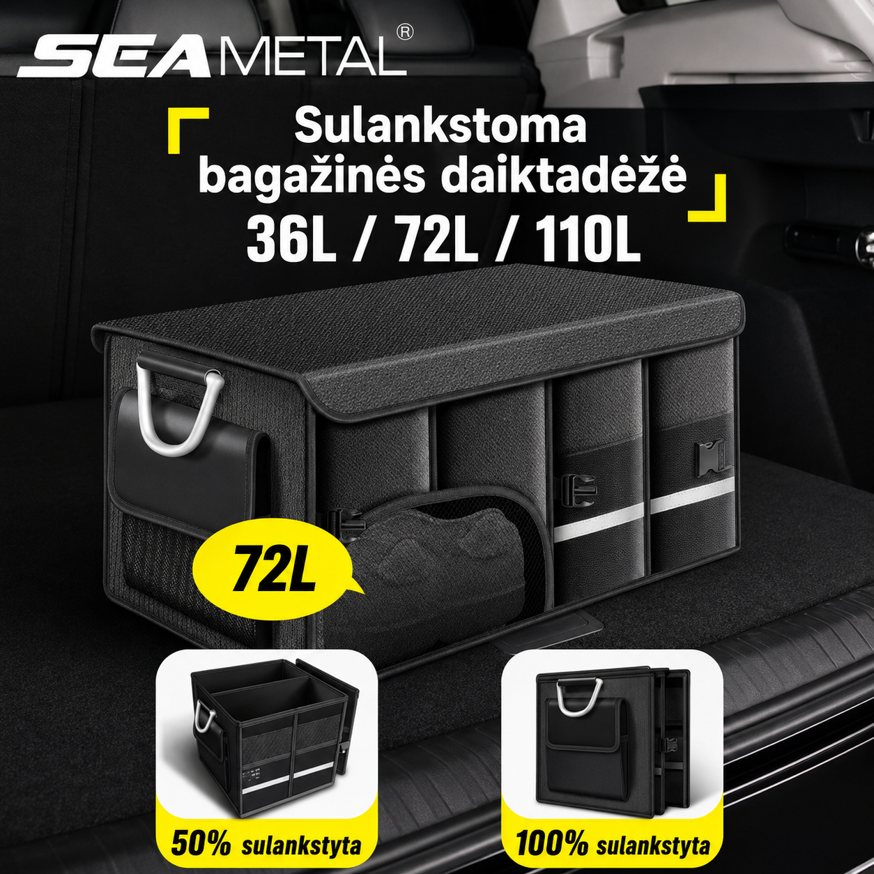 Sulankstoma automobilio bagažinės daiktadėžė