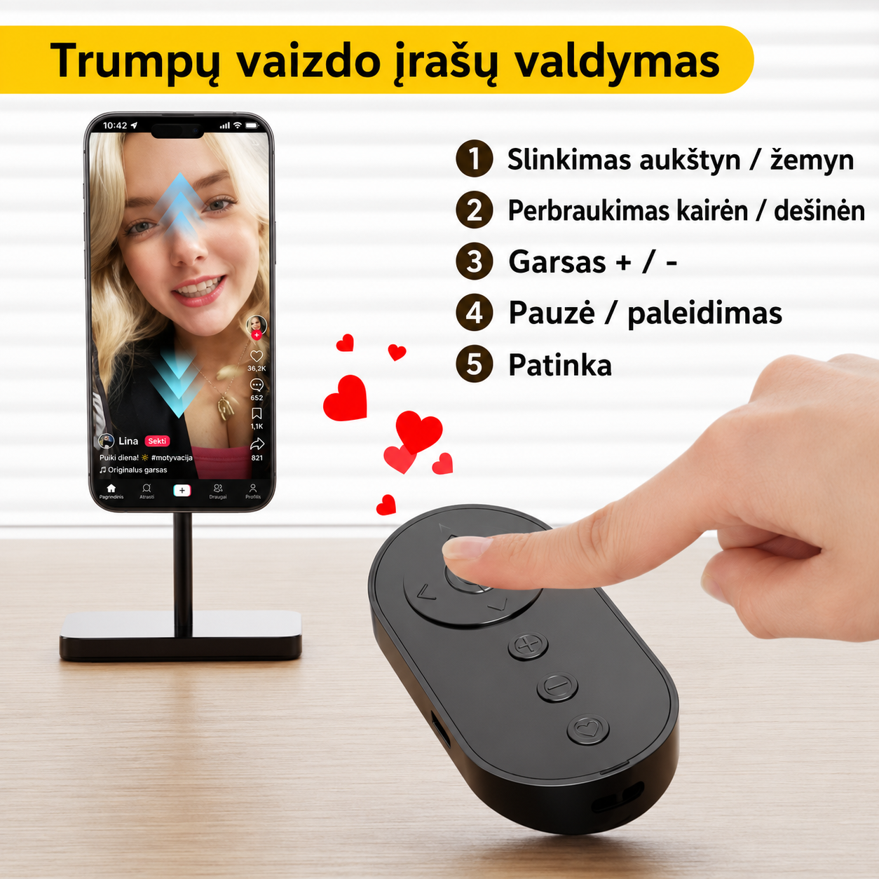 Bluetooth nuotolinio valdymo pultelis telefonui