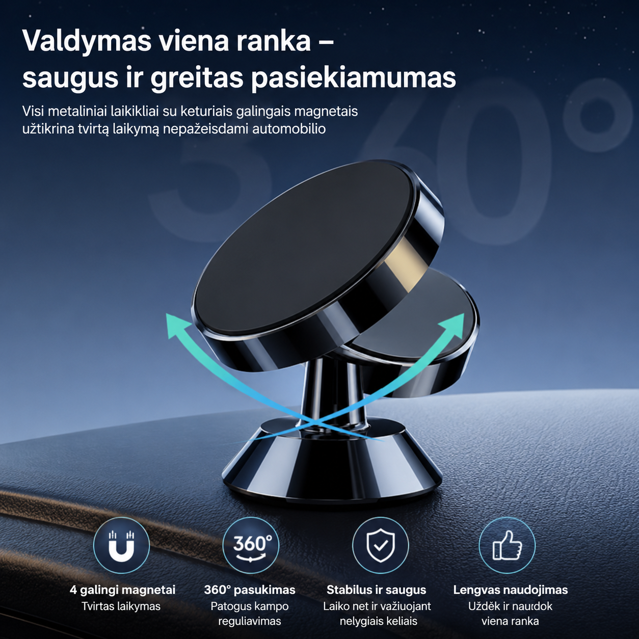 Magnetinis Telefono Laikiklis Automobiliui - nuotrauka 2