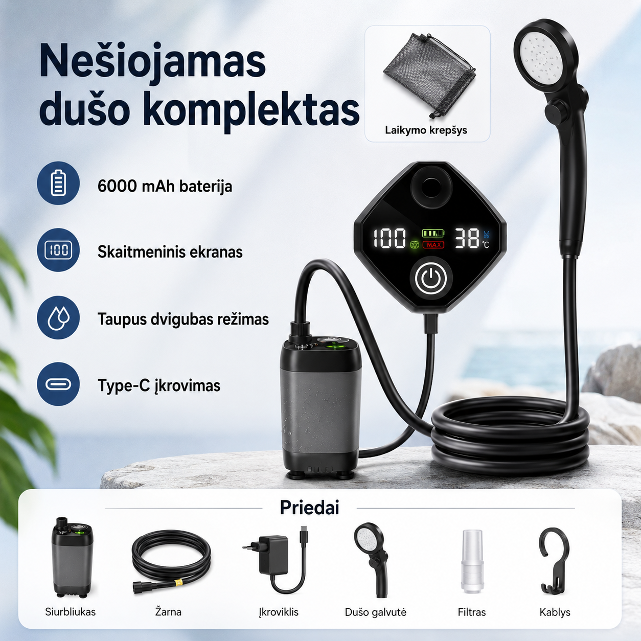 Nešiojamas Lauko Dušas - nuotrauka 3